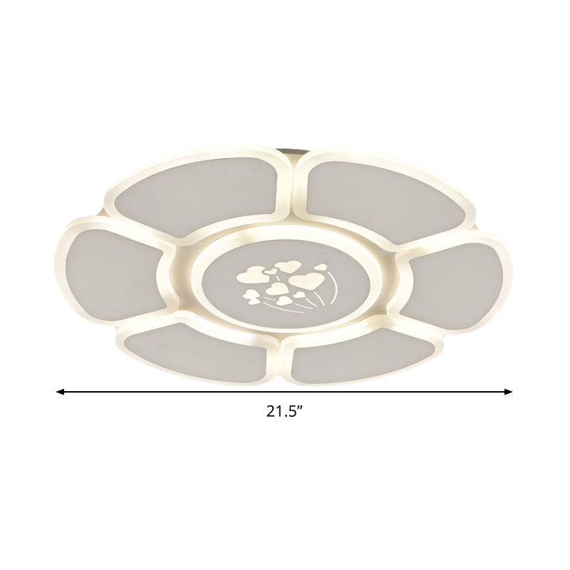 Minimalist Flower Acrylic Ceiling Lamp LED Flush Mount Light Fixture for Bedroom in White