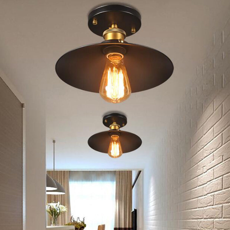 Retro Industrial Style Plafond Light noir Whited Fir Cone Shade Semi Flush Mount Mount LAMPE POUR CORRIDOR CHAMBRE