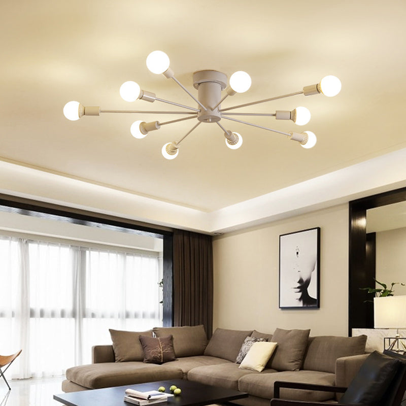 Wrought Iron Ceiling Light Personality Minimalism Living Room Bedroom Study Restaurant Industrial Style Multi-head Lighting