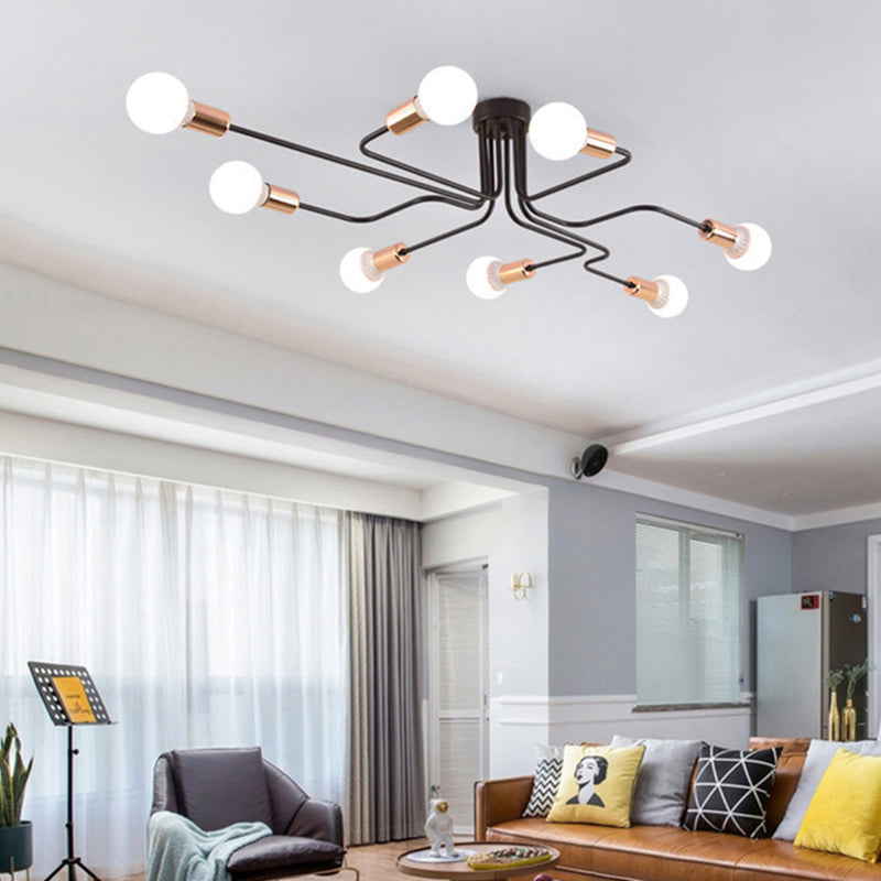 Metall Semi Flush Mount Leuchte minimalistische Gold Spread Wohnzimmer Deckenleuchte