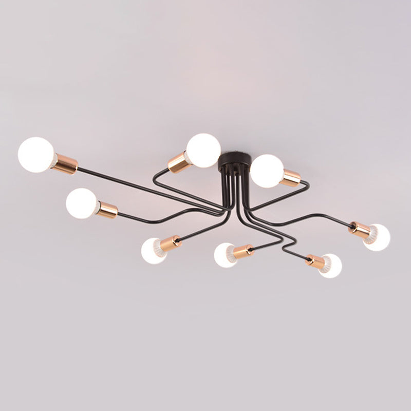 Metal Semi Flush Mount Light Fixture Minimalist Gold Spread Living Room Ceiling Light Fixture