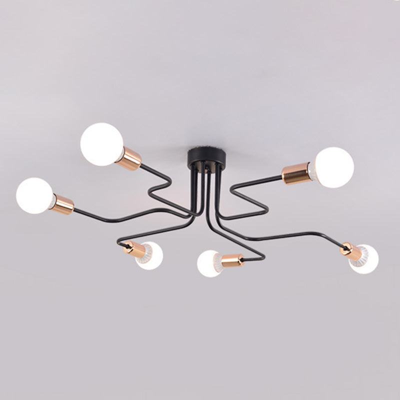 Metall Semi Flush Mount Leuchte minimalistische Gold Spread Wohnzimmer Deckenleuchte