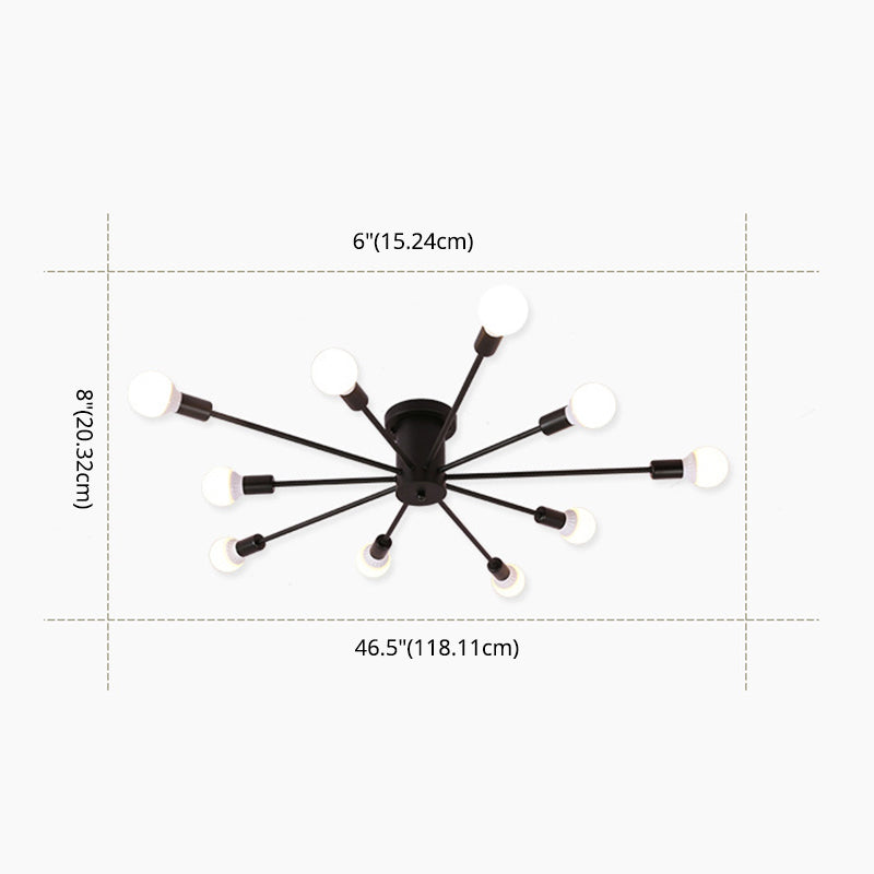 Nordic Ceiling Light Simple Wrought Iron Multi-head Modern Industrial Style Creative Geometric Living Room Bedroom Dining Room Lamps