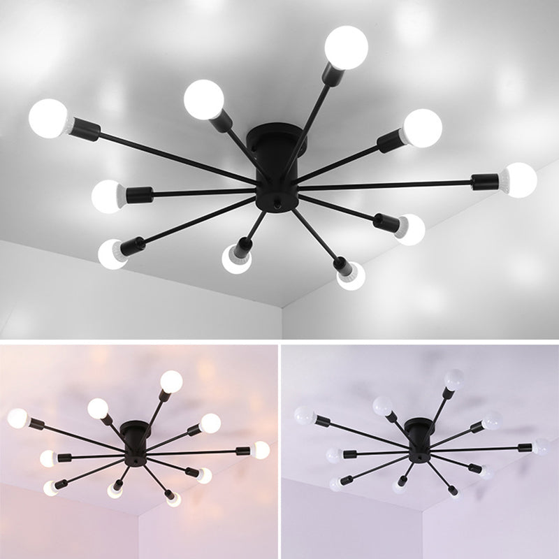 Nordic Ceiling Light Simple Wrought Iron Multi-head Modern Industrial Style Creative Geometric Living Room Bedroom Dining Room Lamps