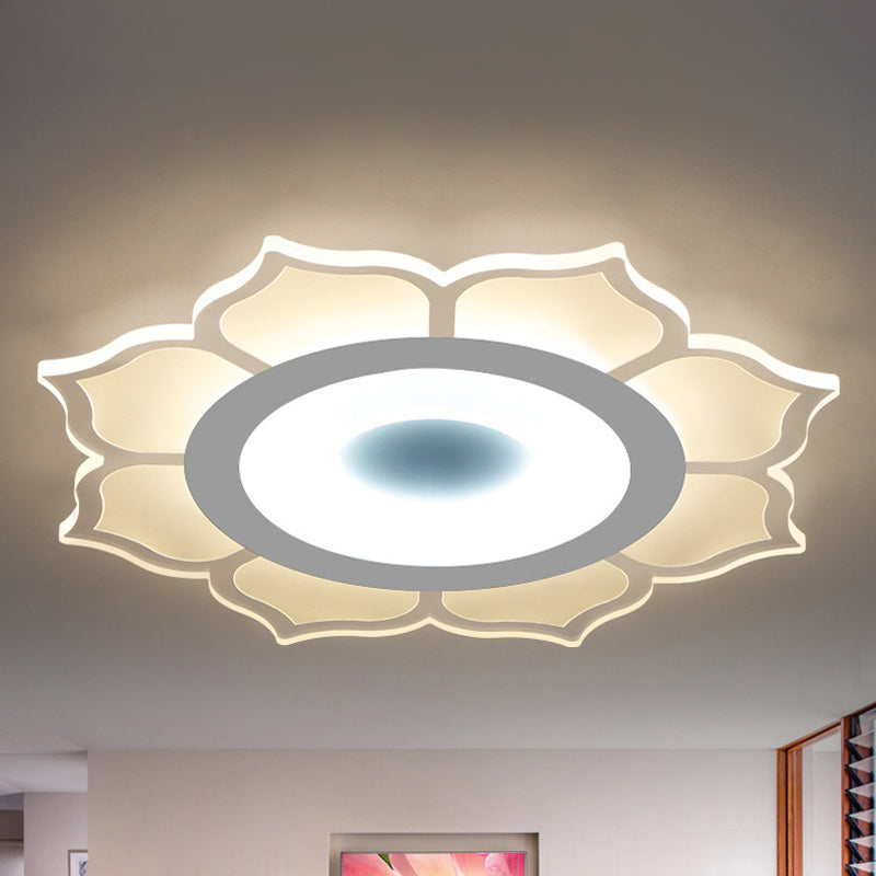 16.5 "/ 20.5" large fleur acrylique plafonnier moderne blanc LED encastré lumière chaude / lumière blanche / extérieure blanc intérieur chaud