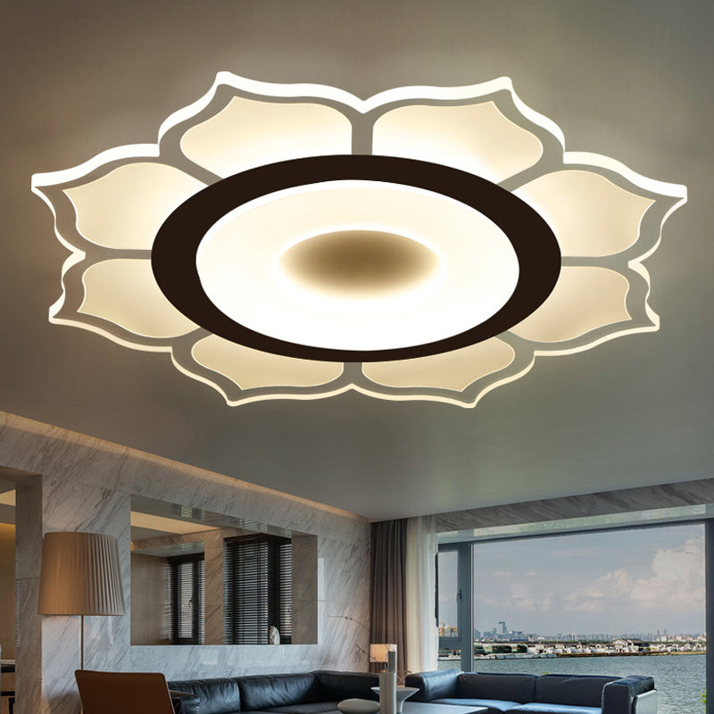 16.5"/20.5" Wide Flower Acrylic Ceiling Mounted Light Contemporary White LED Flush Mount Light, Warm Light/White Light/Outer White Inner Warm