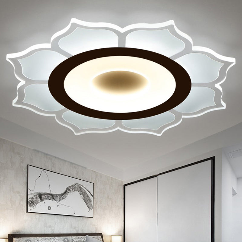 16.5 "/ 20.5" large fleur acrylique plafonnier moderne blanc LED encastré lumière chaude / lumière blanche / extérieure blanc intérieur chaud