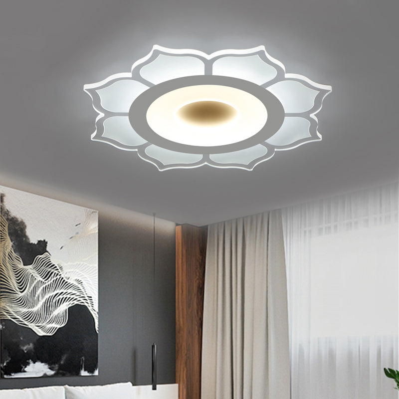 16.5"/20.5" Wide Flower Acrylic Ceiling Mounted Light Contemporary White LED Flush Mount Light, Warm Light/White Light/Outer White Inner Warm