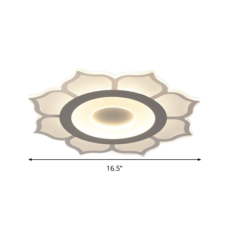 16.5"/20.5" Breite Blume Acryl Deckenleuchte Zeitgenössisches weißes LED-Unterputzlicht, warmes Licht/weißes Licht/äußeres weißes Innenwarm