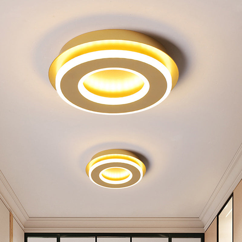 Gold Finish Round/Square Ceiling Lighting Modern Stylish Metallic LED Flushmount in Warm/White Light