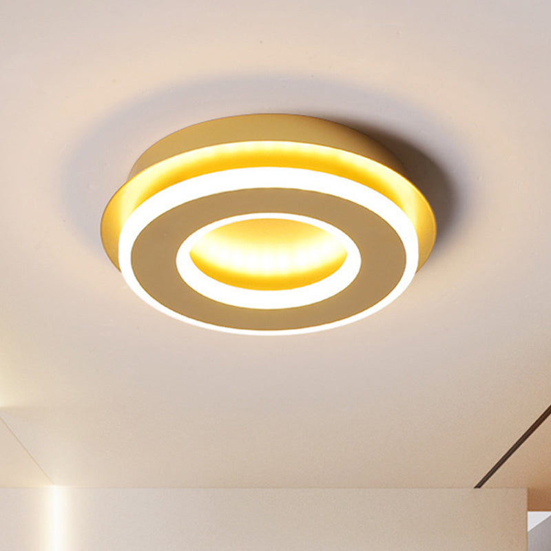 Gold Finish Round/Square Ceiling Lighting Modern Stylish Metallic LED Flushmount in Warm/White Light