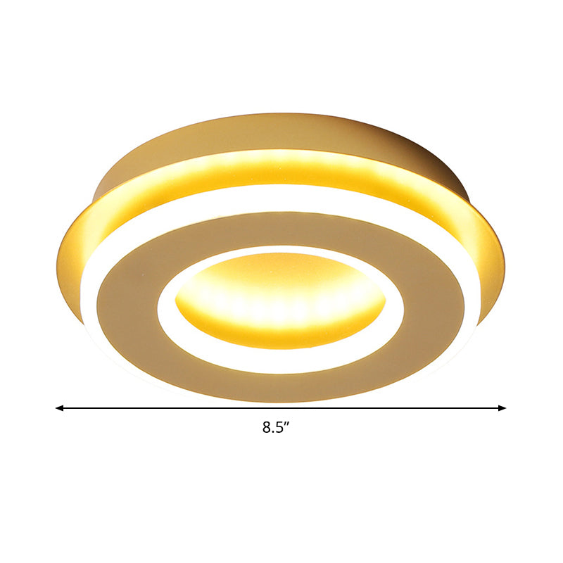 Gold Finish Round/Square Ceiling Lighting Modern Stylish Metallic LED Flushmount in Warm/White Light