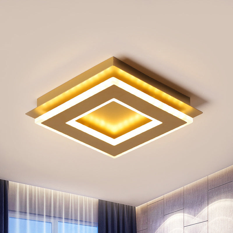 Runde/quadratische Deckenbeleuchtung mit Gold-Finish, moderne, stilvolle metallische LED-Einbauleuchte in warmem/weißem Licht