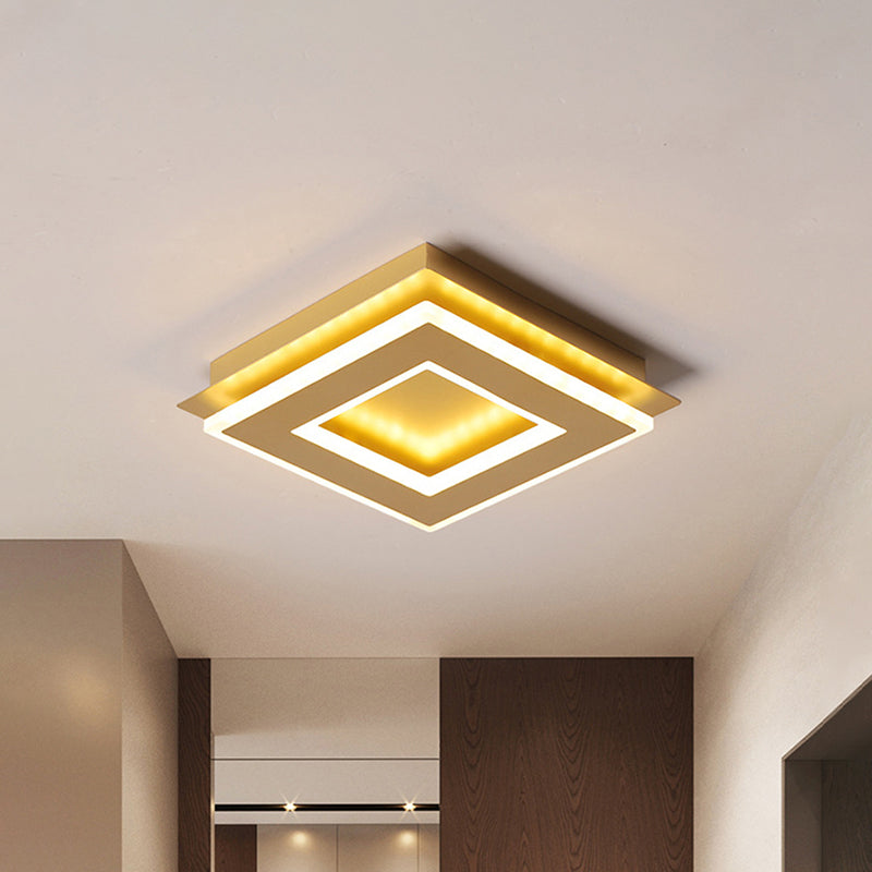 Runde/quadratische Deckenbeleuchtung mit Gold-Finish, moderne, stilvolle metallische LED-Einbauleuchte in warmem/weißem Licht