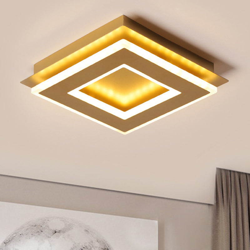 Iluminación de techo redonda/cuadrada con acabado dorado, montaje empotrado LED metálico moderno y elegante en luz blanca/cálida