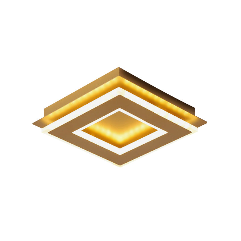 Gold Finish Round/Square Ceiling Lighting Modern Stylish Metallic LED Flushmount in Warm/White Light