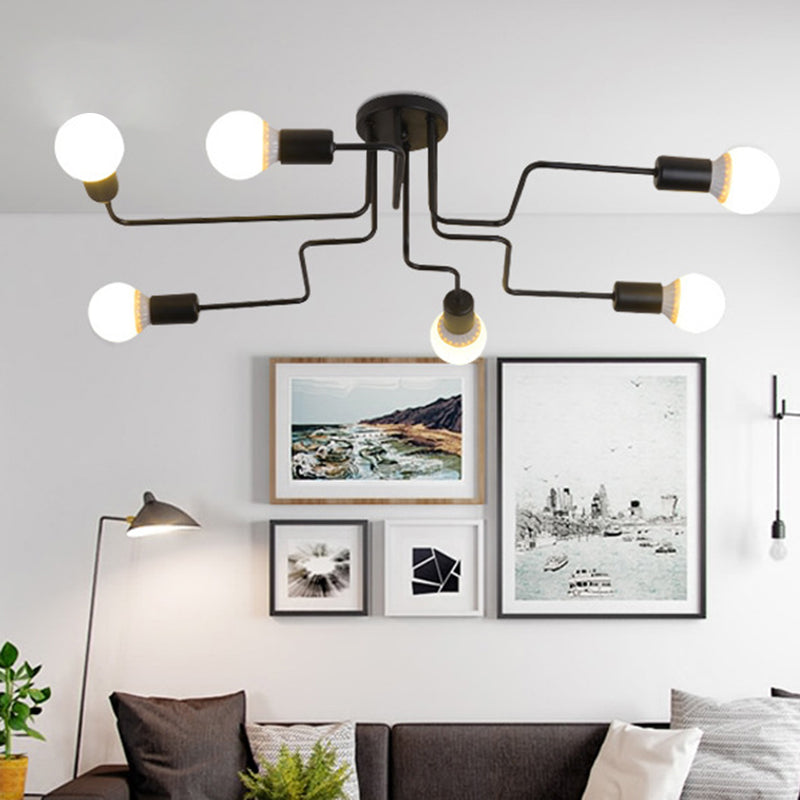 Industrial Angled Tangle Semi Flush Mount Metal Semi Flush Mount Ceiling Light for Living Room and Bedroom