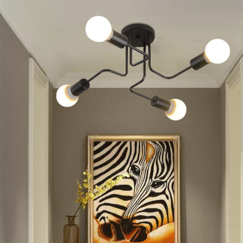 Industrial Angled Tangle Semi Flush Mount Metal Semi Flush Mount Ceiling Light for Living Room and Bedroom