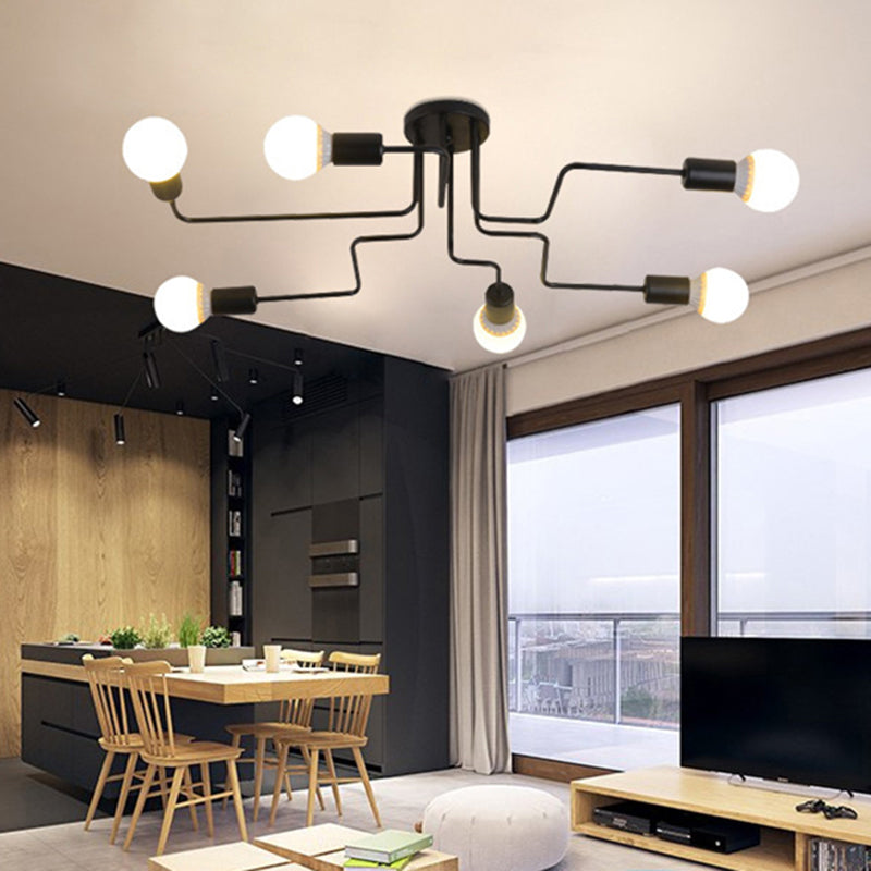 Industrial Angled Tangle Semi Flush Mount Metal Semi Flush Mount Ceiling Light for Living Room and Bedroom