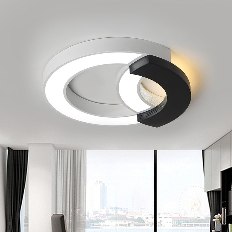 Arc Flush Mount Lamp Modern Acrylic Black 16"/19.5"/23.5" Wide LED Ceiling Lamp in Warm Light/White Light/Third Gear