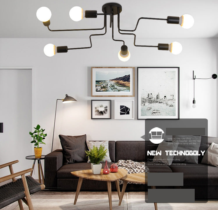 Industrieel schuine wirwar Semi Flush Mount Metal Semi Flush Mount plafondlicht voor woonkamer en slaapkamer