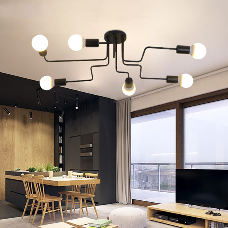 Industrial Angled Tangle Semi Flush Mount Metal Semi Flush Mount Ceiling Light for Living Room and Bedroom