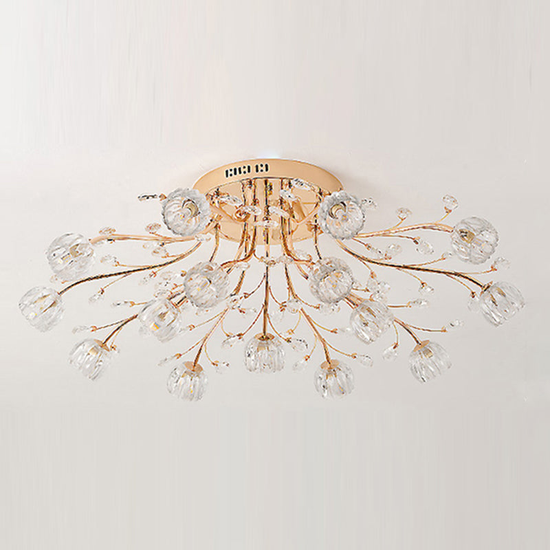 Vintage Flush Mount Decke Leicht geripptes Glas Starburst Flush Mount Light für Wohnzimmer