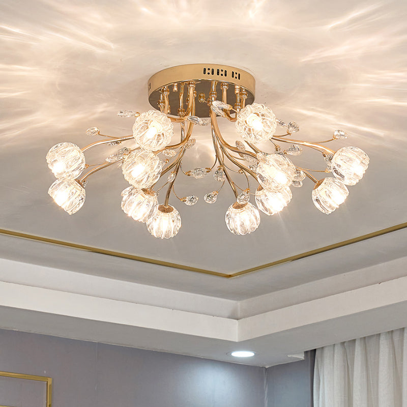 Vintage spoelbevestiging plafond licht geribbelde glazen starburst spoelmontage licht voor woonkamer