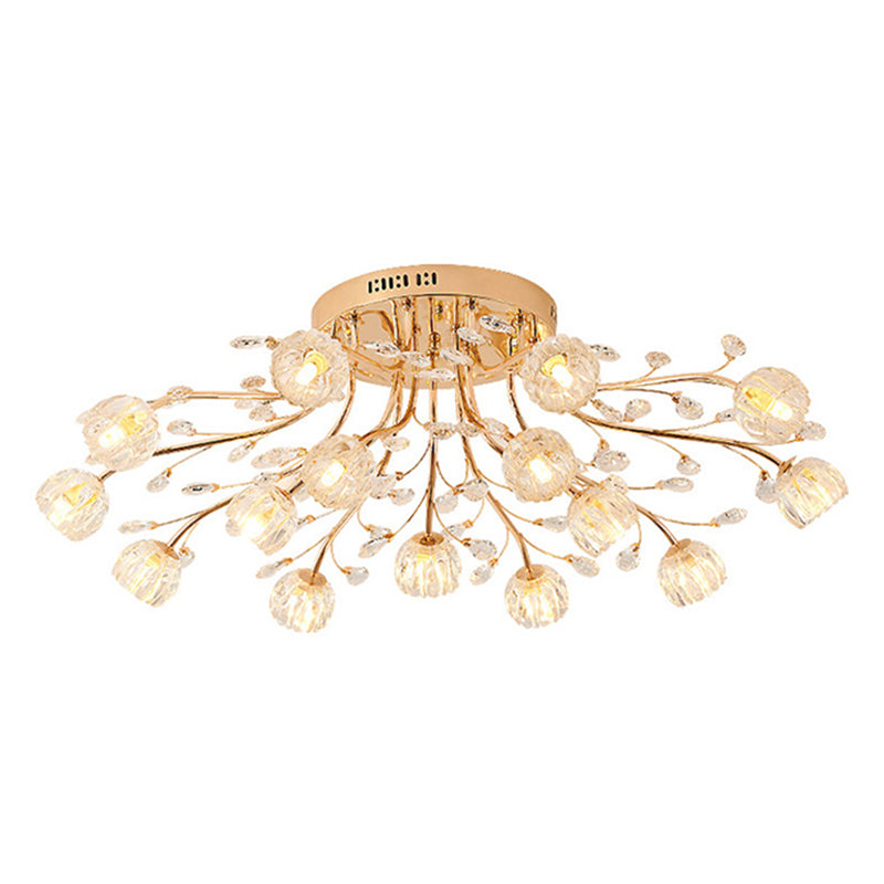 Vintage Flush Mount Ceiling Light Ribbed Glass Starburst Flush Mount Light for Living Room