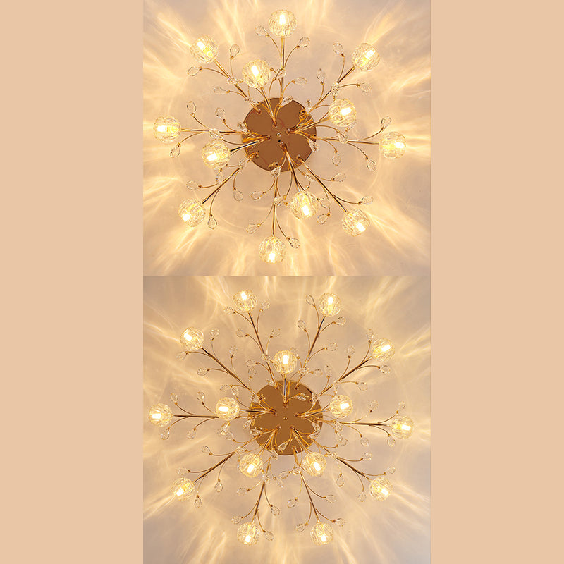 Vintage spoelbevestiging plafond licht geribbelde glazen starburst spoelmontage licht voor woonkamer