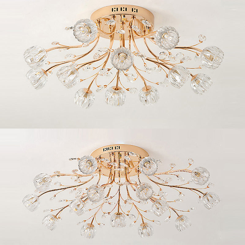 Vintage Flush Mount Decke Leicht geripptes Glas Starburst Flush Mount Light für Wohnzimmer