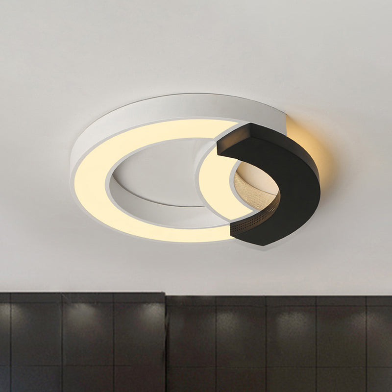 Arc Flush Mount Lamp Modern Acrylic Black 16"/19.5"/23.5" Wide LED Ceiling Lamp in Warm Light/White Light/Third Gear