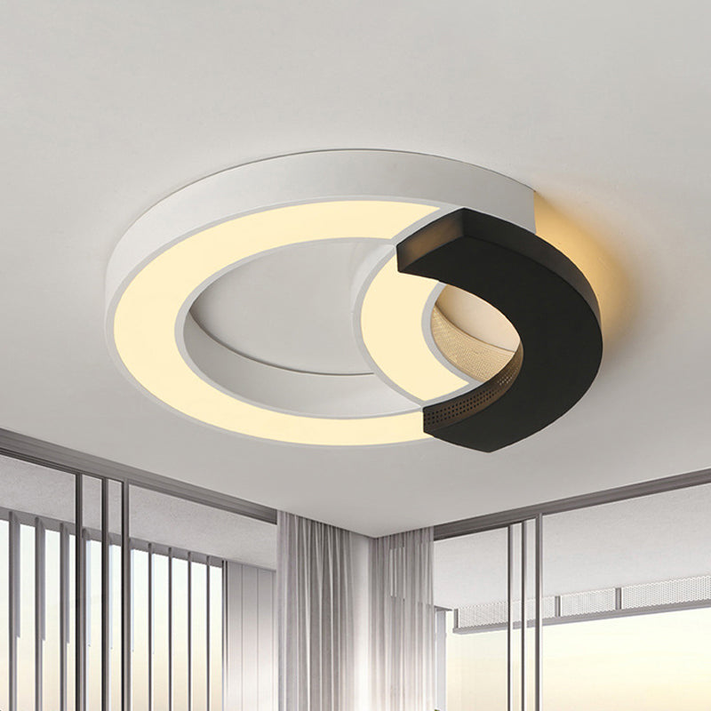 Arc Flush Mount Lamp Modern Acrylic Black 16"/19.5"/23.5" Wide LED Ceiling Lamp in Warm Light/White Light/Third Gear