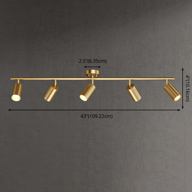 All Copper Track Lighting Surface Mounted Home Living Room Cloakroom Commercial Shop Aisle Semi-Flush Mount Ceiling Fixture without Main Light