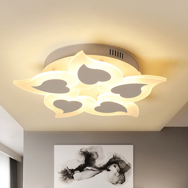 Lampada da soffitto in acrilico a forma di cuore, semplice lampada da incasso a LED bianca in luce calda/luce bianca/attenuazione continua con telecomando, larghezza 18"/23"