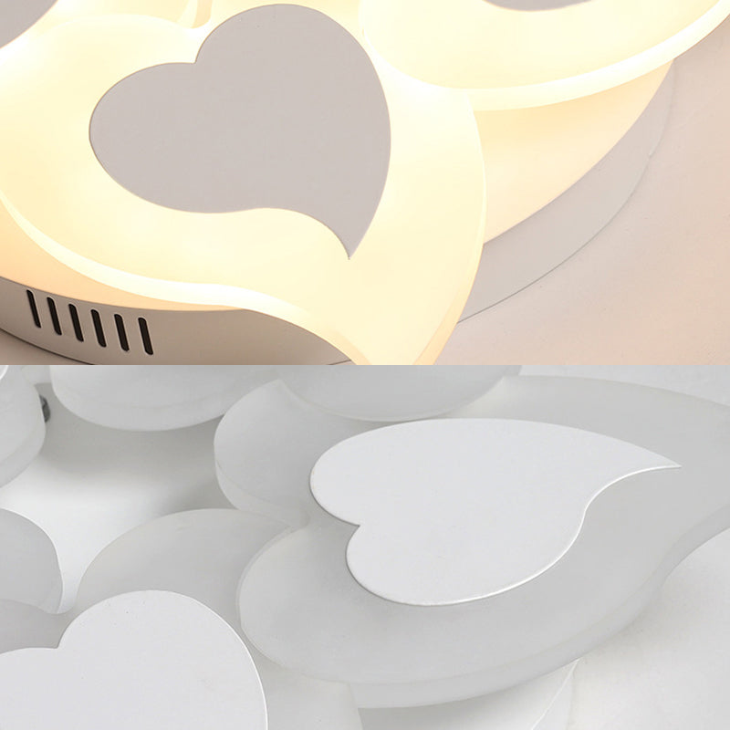 Heart Acrylic Ceiling Mounted Light Simple White LED Flush Light Fixture in Warm Light/White Light/Remote Control Stepless Dimming, 18"/23" Wide