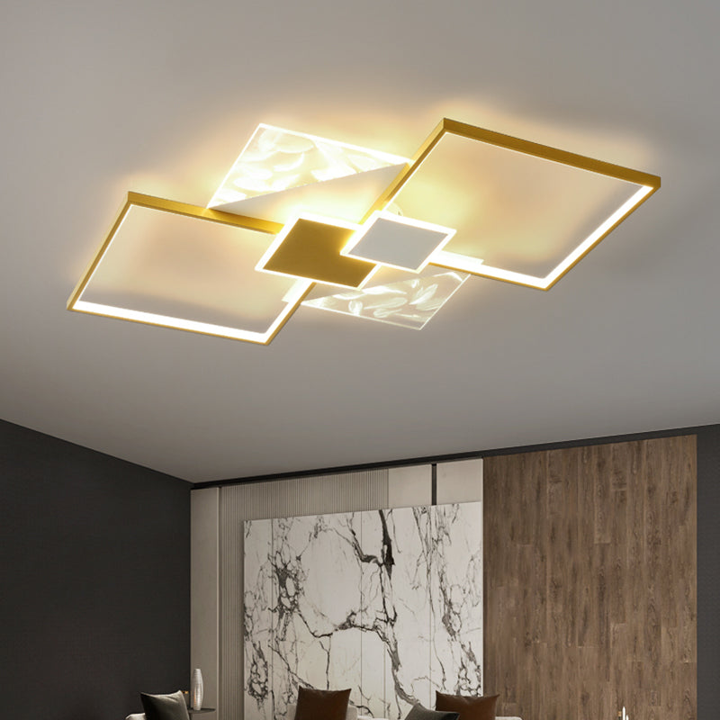 Metal Symmetric Flush Mount Lamp Simplicity LED Feather Ceiling Flush Light for Living Room