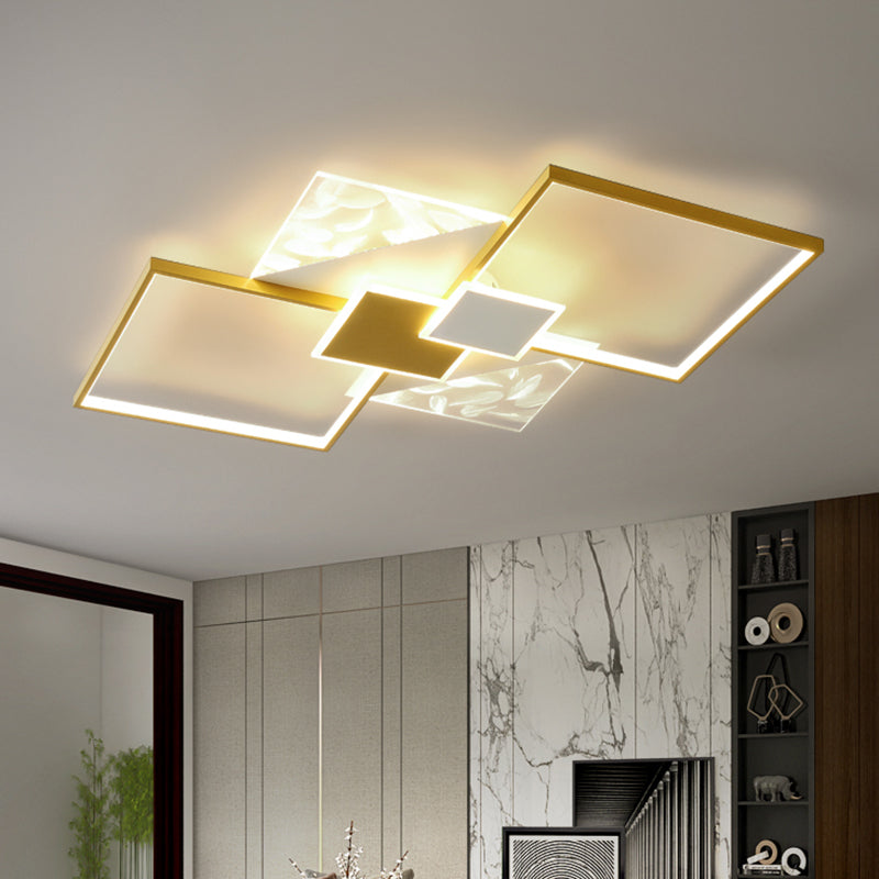 Metal Symmetric Flush Mount Lamp Simplicity LED Feather Ceiling Flush Light for Living Room