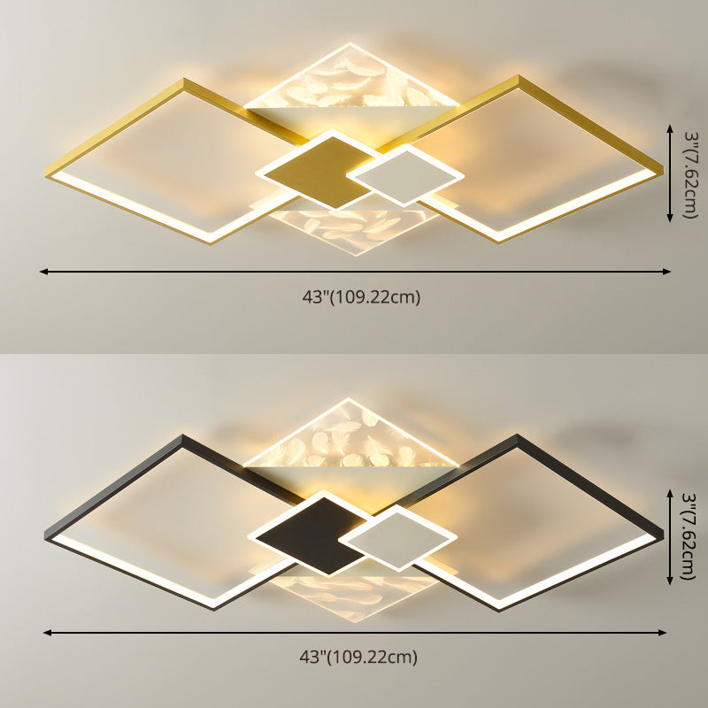 Metal Symmetric Flush Mount Lamp Simplicity LED Feather Ceiling Flush Light for Living Room