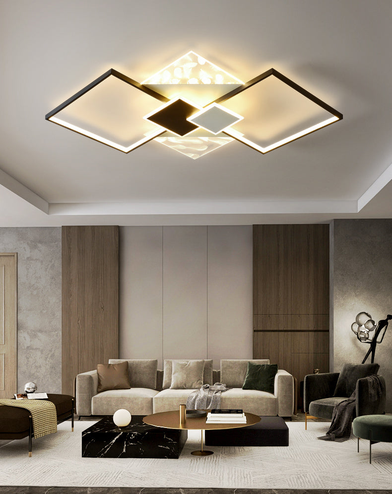 Metal Symmetric Flush Mount Lamp Simplicity LED Feather Ceiling Flush Light for Living Room