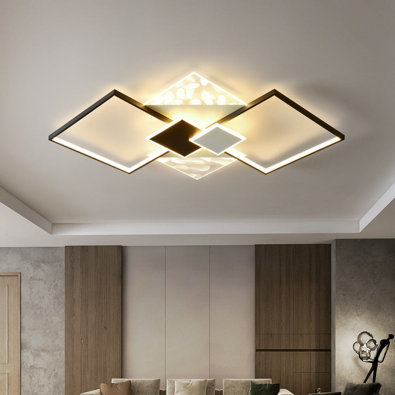 Metal Symmetric Flush Mount Lamp Simplicity LED Feather Ceiling Flush Light for Living Room