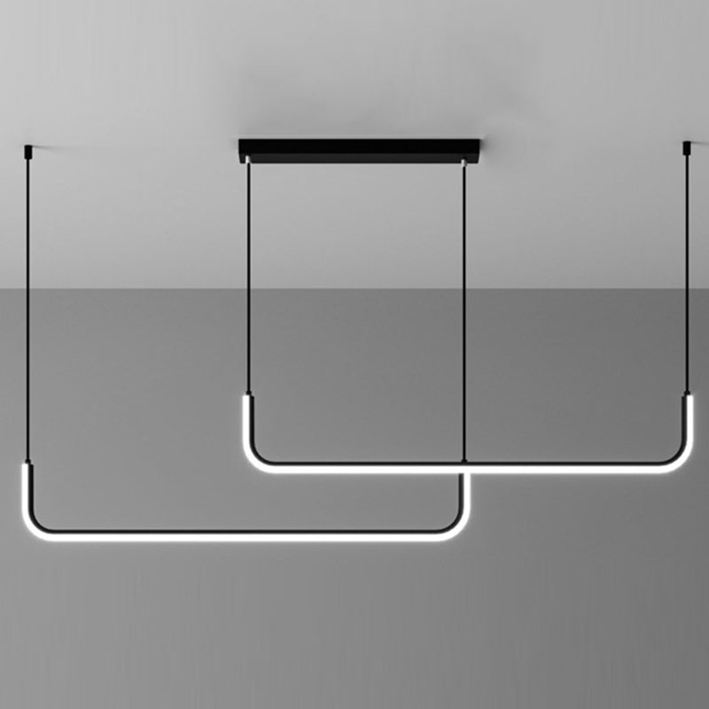 Tube Hanging Island Lights Fills d'éclairage de lustre en aluminium ultra-contemporain pour le restaurant