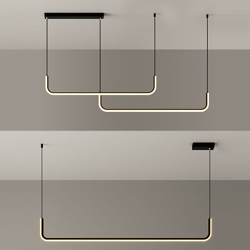 Tube Hanging Island Lights Fills d'éclairage de lustre en aluminium ultra-contemporain pour le restaurant