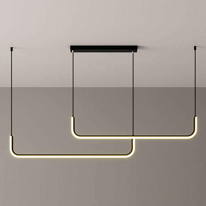 Tube Hanging Island Lights Fills d'éclairage de lustre en aluminium ultra-contemporain pour le restaurant