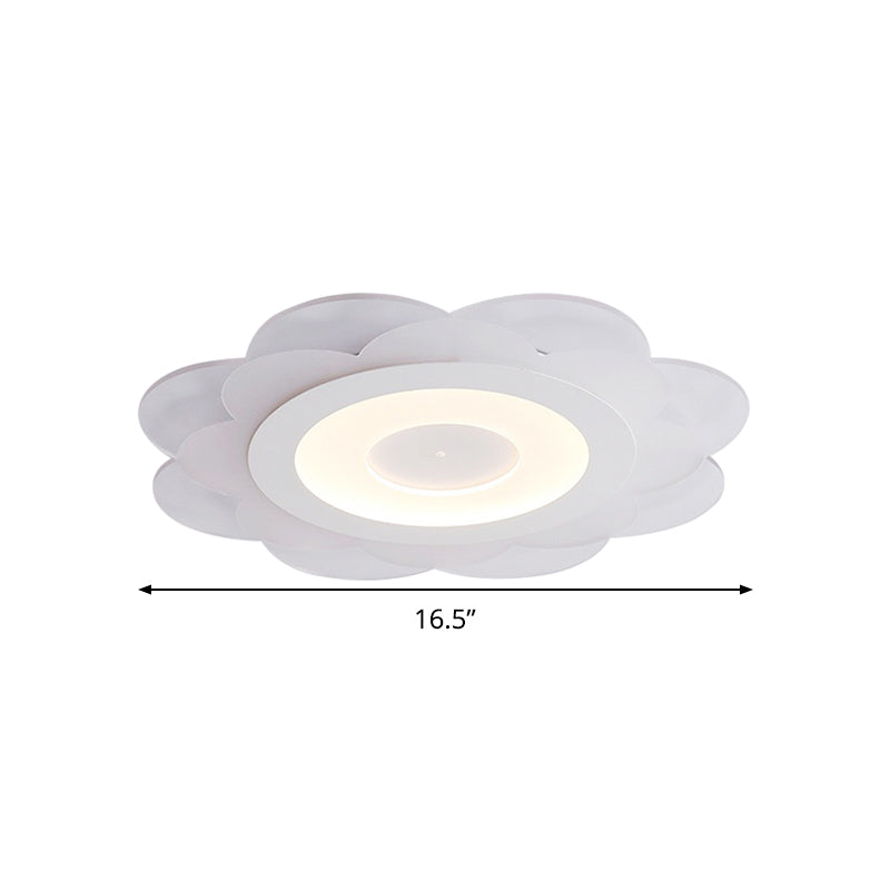 White Floral LED Flush Ceiling Light 16.5"/20.5"/24.5" W Modern Acrylic Shade Flush Lamp in Warm/Cool (4100 - 4999 K) Light/Remote Control Stepless Dimming