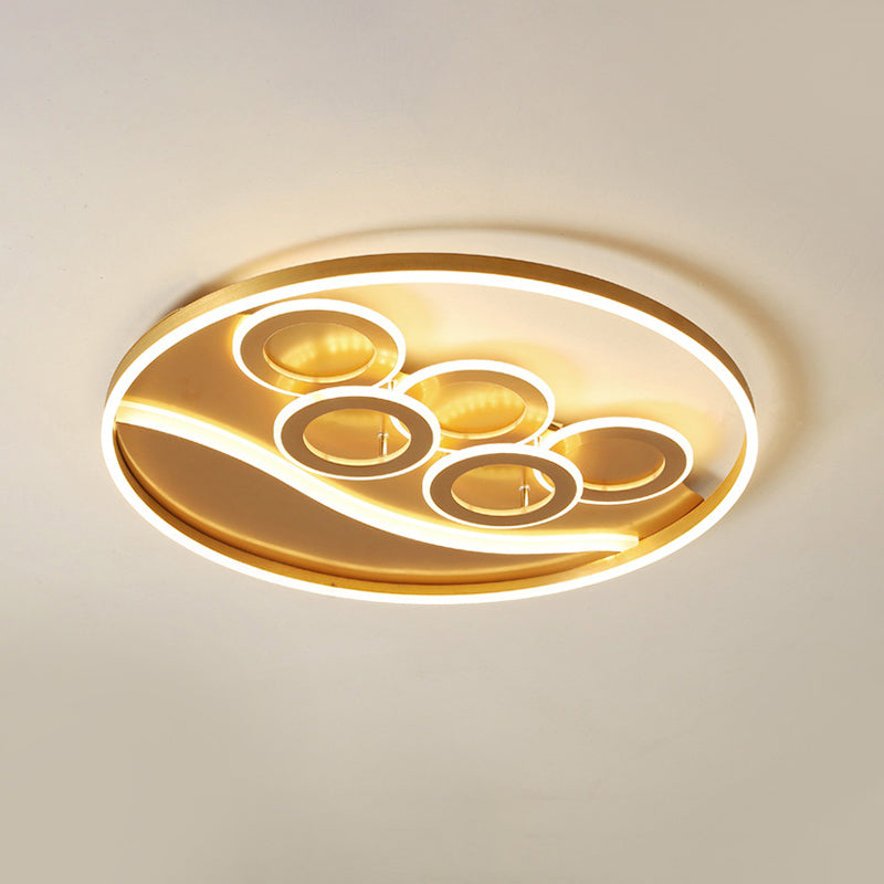 Ring Acryl Flush Mount Licht Postmodern Goud LED Plafond Armatuur in Warm Licht/Wit Licht/Remote Control Stepless Dimming