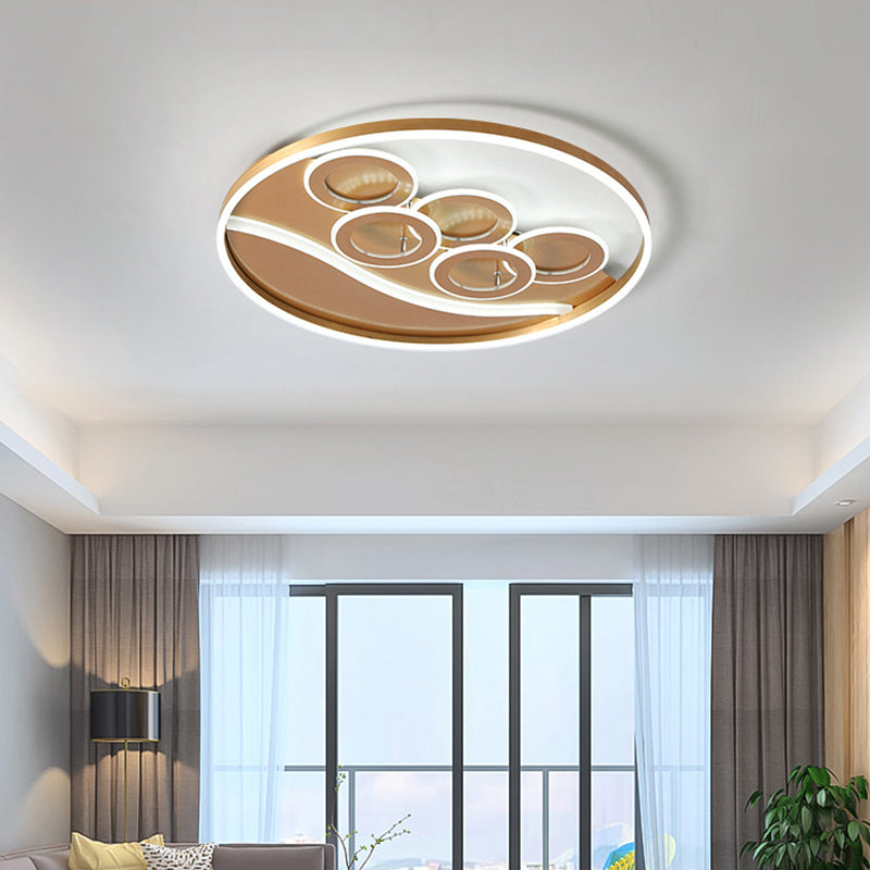 Ring Acrylic Flush Mount Light Postmodern Gold LED Ceiling Fixture in Warm Light/White Light/Remote Control Stepless Dimming