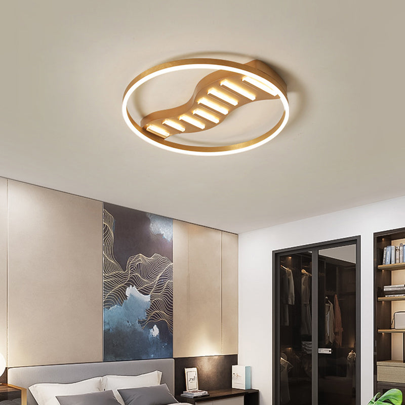 19.5"/23.5" Wide Round Acrylic Ceiling Lamp Postmodern Gold LED Flush Mount, Warm Light/White Light/Remote Control Stepless Dimming