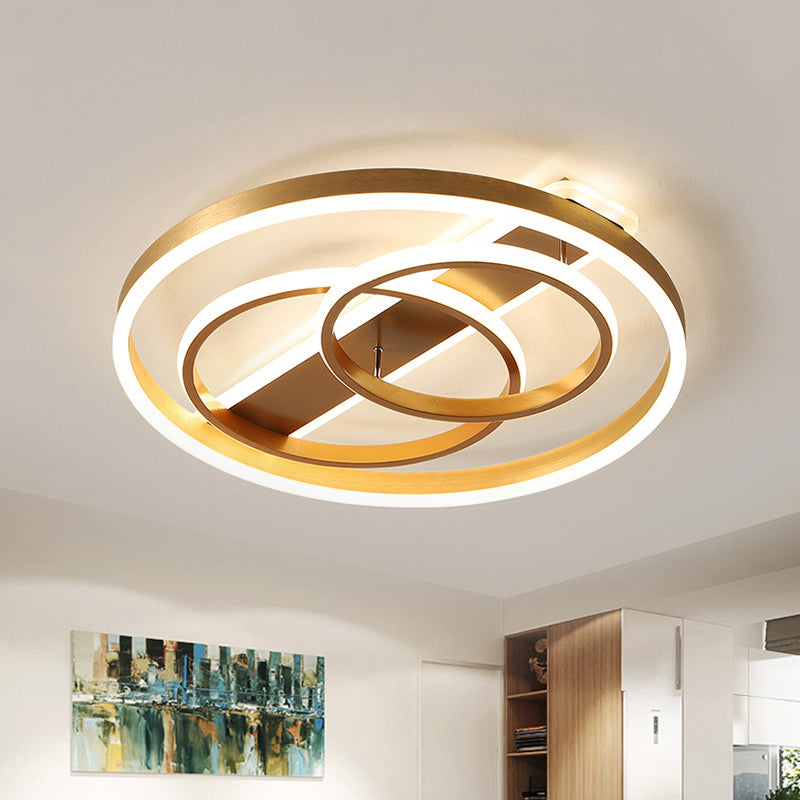 Loop Ceiling Light Fixture Postmodern Acrylic Gold LED Flush Mount Light in Warm Light/White Light/Remote Control Stepless Dimming