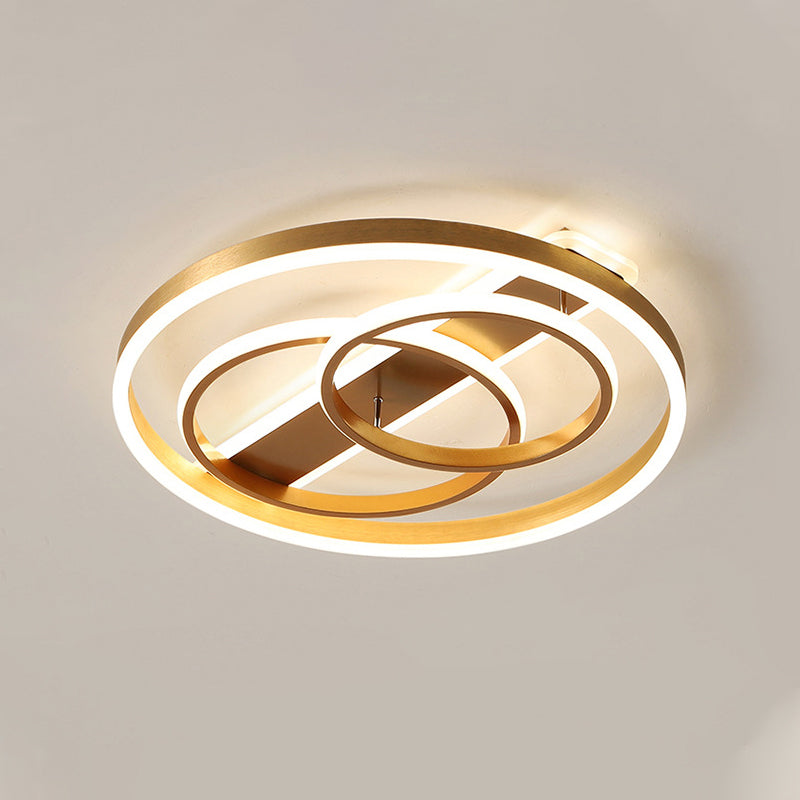 Loop Ceiling Light Fixture Postmodern Acrylic Gold LED Flush Mount Light in Warm Light/White Light/Remote Control Stepless Dimming